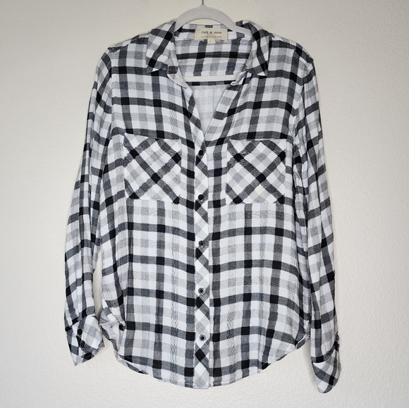 Anthropologie Cloth & Stone Snow White Button Down Medium L - Picture 2 of 6